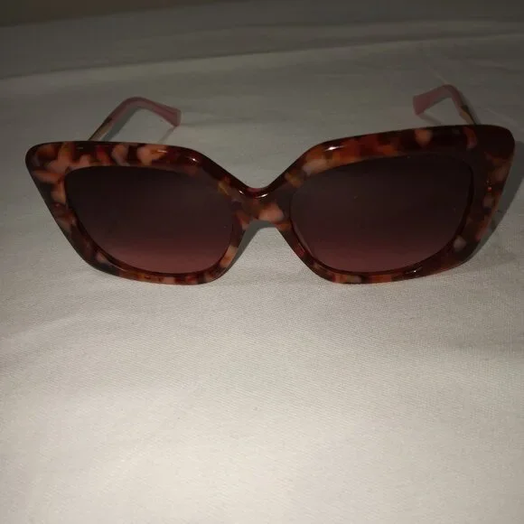TED BAKER LONDON BROWN TORTOISE SHELL CAT EYE WOMENS SUNGLASSES WITH CASE
